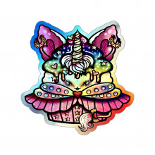 Rainbow Unicorn Cupcake - Holographic Die-cut Stickers